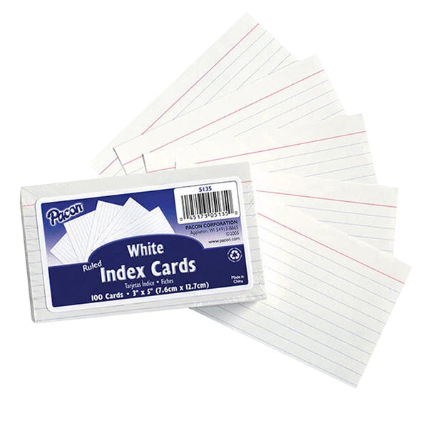 White Ruled Index Cards