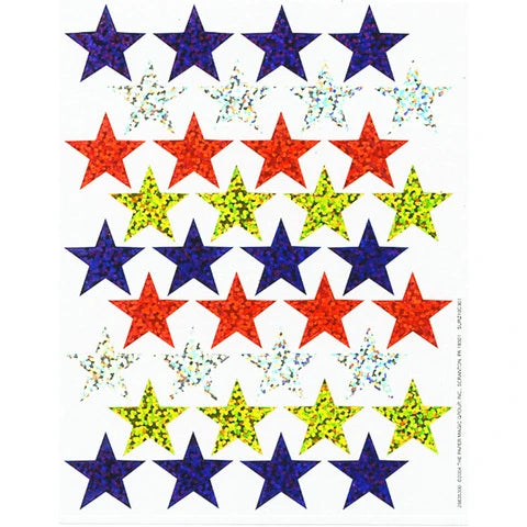 Assorted Colors Stars Sparkle Stickers (72/Package)