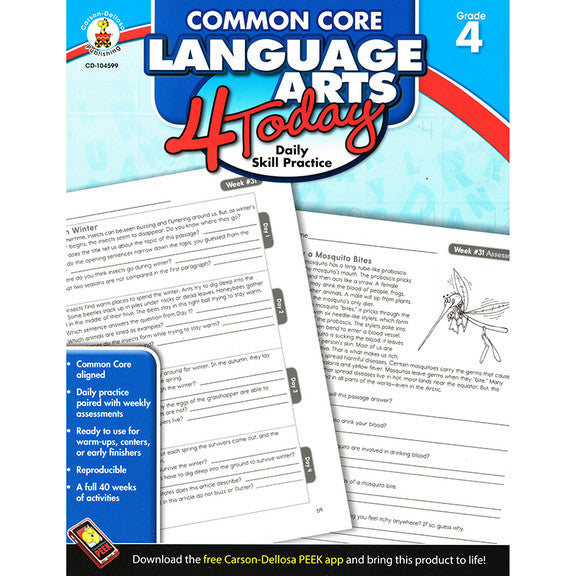 Common Core Language Arts 4 Today: Daily Skill Practice Grade 4