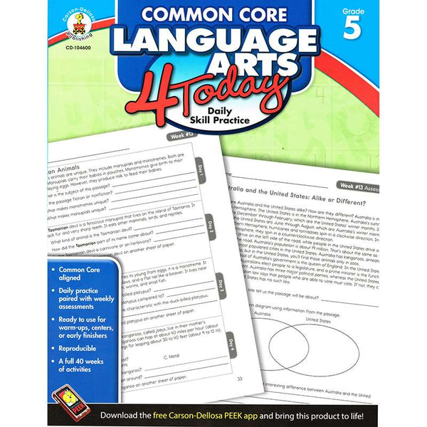 Common Core Language Arts 4 Today: Daily Skill Practice Grade 5