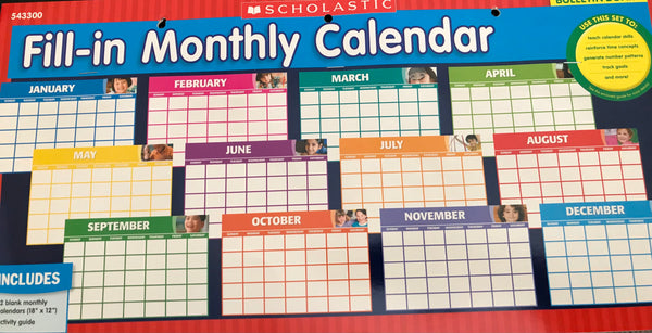 Fill-in Monthly Calendar Bulletin Board Set