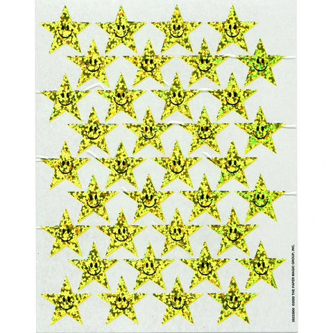 Smiling Stars Gold Sparkle Stickers (72/Package)